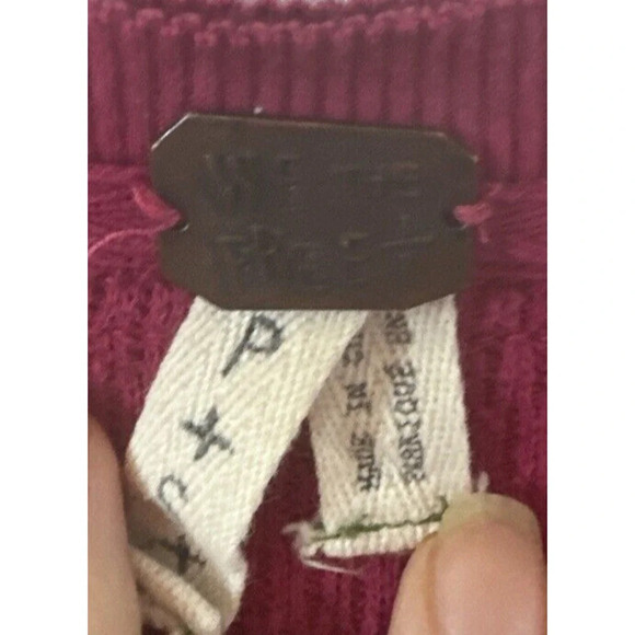 Free People Womens Sz S Embroidered Thermal Henley Top Waffle Knit Top Rainbow - Picture 2 of 12